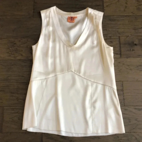 Tory Burch silk ivory cream top Sz 10 freshly dry cleaned - Picture 3 of 11